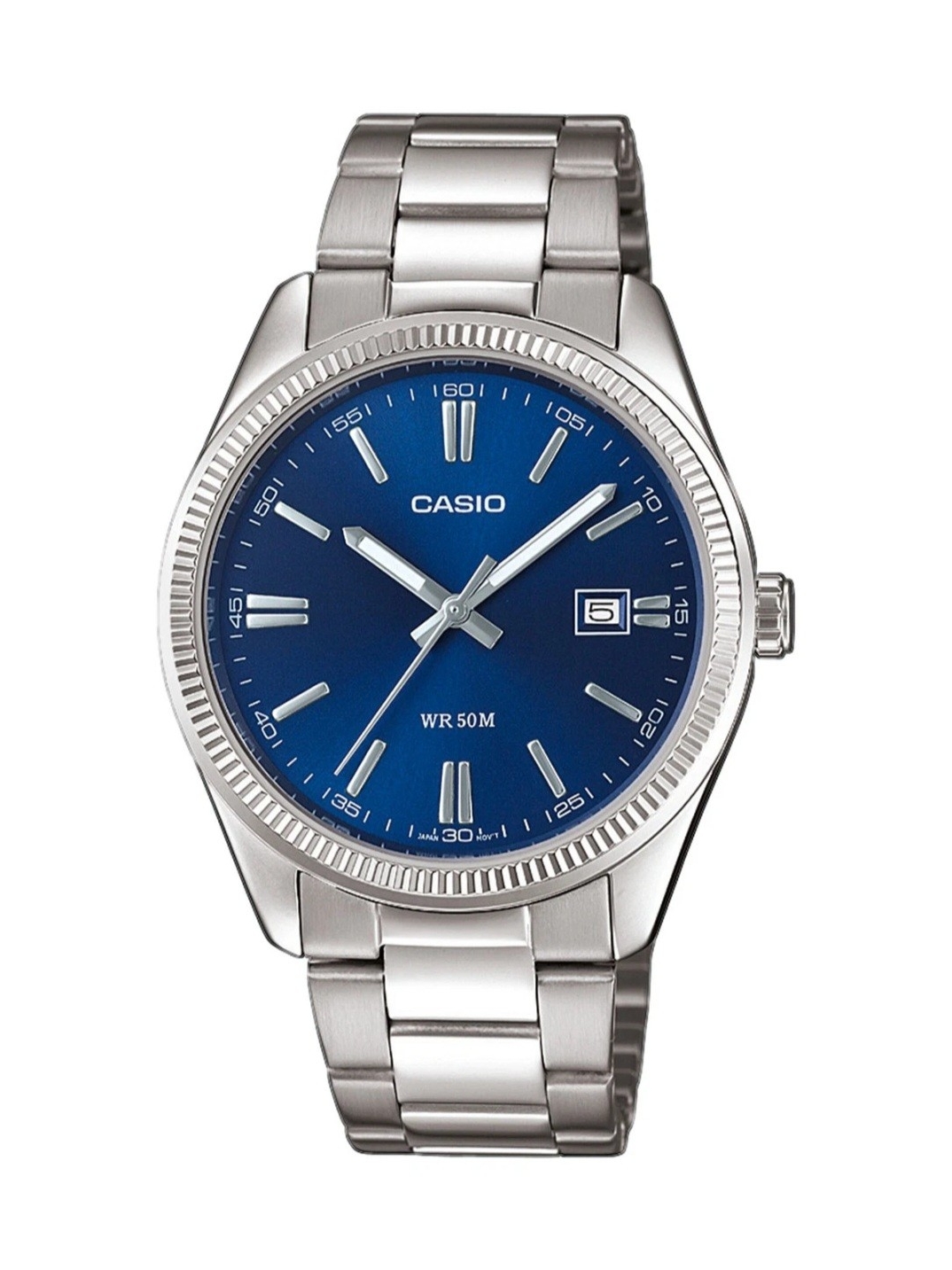 Casio Mens Stainless Steel Watch With Blue Dial